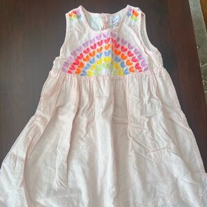 Cheeni Light Pink Sleeveless Dress with Embroidered Rainbow Hearts - Size 6